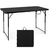 Byliable Folding Table 4 Foot Portable Heavy Duty Plastic Fold-in-Half Utility Table Small Indoor...