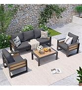 Aoxun Aluminum Patio Furniture Set, 5 Seats Sectional Metal Patio Furniture with Coffee Table, 6'...