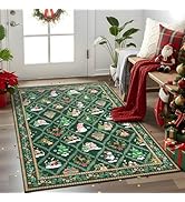 Christmas Rug for Entryway Living Room Area Rugs, Santa Welcome Front Door Mats Indoor Non Slip D...
