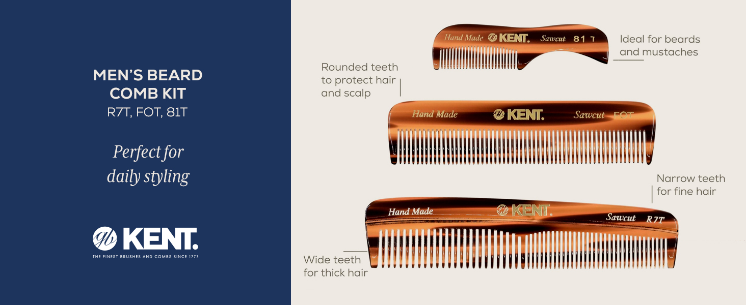 Kent mens beard comb kit perfect for daily styling