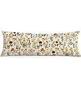 WARDOS Boho Floral 20x54 Body Pillow Cover, Cottagecore Room Decor, Boho Rustic Country Floral Bo...