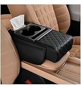 Zpana Car Center Console Armrest Pillow, Memory Foam Leather 4 in 1 Vehicle Arm Rest Cover with T...