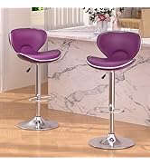 Bar Stools Set of 2, Adjustable Swivel Barstools for Kitchen Counter, Modern PU Leather Counter H...