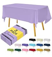Hereisa Plastic Lavender Tablecloths 3 Pack Mauve Disposable Table Covers 54" x 108" Lilac PEVA T...