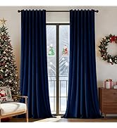 Joydeco Pinch Pleated Velvet Curtains 84 Inch Long 2 Panel Set for Living Room Bedroom, Back Tab ...