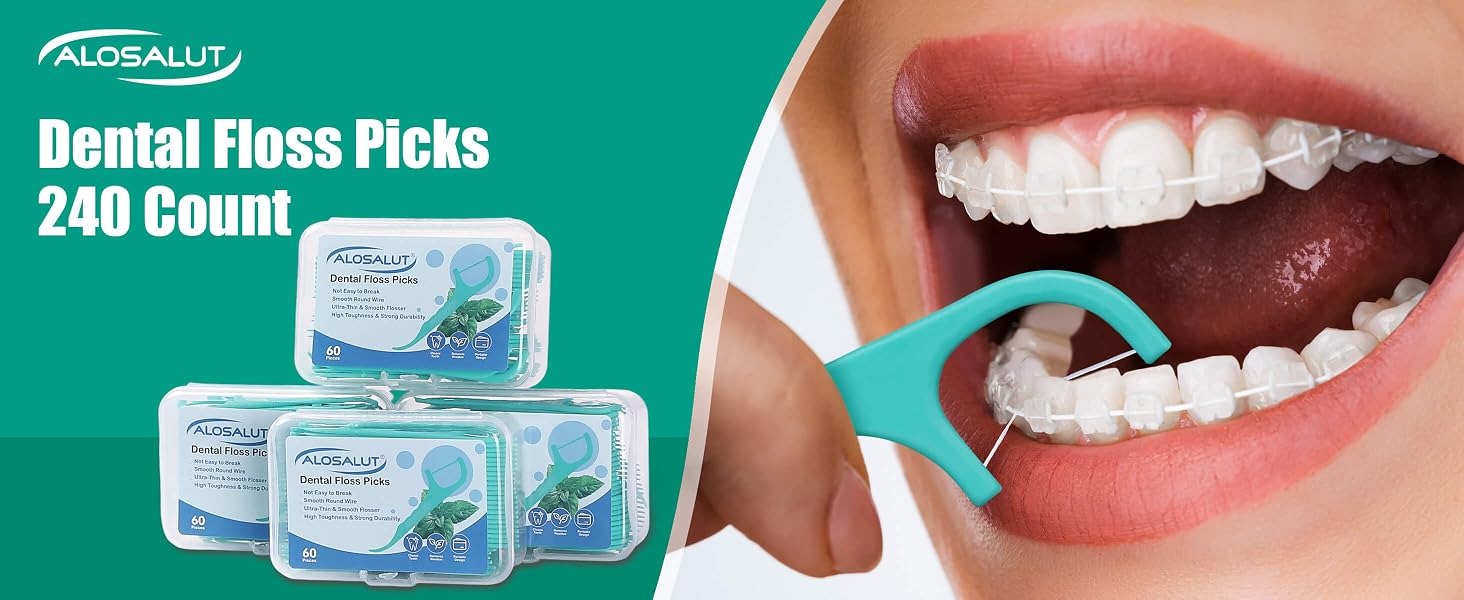 Alosalut PepperMint Dental Floss Picks 240 Count