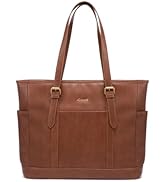 LOVEVOOK Laptop Tote Bag for Women,Vintage Leather Work Tote Bag for Women, 15.6 Inch Computer Br...