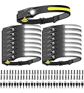 KunHe 15 Pack Rechargeable 230° Wide Beam Head Lamps Motion Sensor Head Lights for Forehead 1000 ...