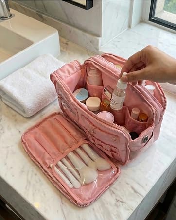 cosmetic and jewlery pouch by MYTAGALONGS. holds all makeup, jewelry, skincare, brushes and more