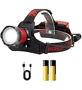 BORUIT B13 LED Rechargeable Headlamp,Super Bright 5000 Lumens 4 Modes Head Lamp,90°Adjustable IPX...