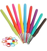 Coopay Crochet Hooks Ergonomic Soft Grip, 2mm-6mm Metal Crochet Set for Beginners, 19PCS Knitting...