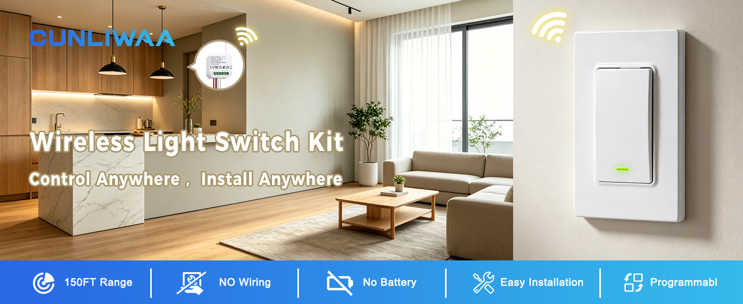 CUNLIWAA Wireless Light Switch Kit