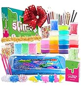 DIY Slime Kit for Girls 10-12 - Kids Slime Making Kit with 18 Colorful Premade Fluffy Slime for B...