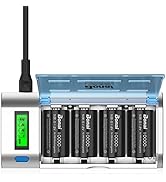 BONAI Rechargeable D Batteries with Charger LCD Smart Battery Charger for C D AA AAA 9V Ni-MH Ni-...