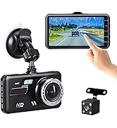 Dash Cam Driving Recorder 4 inch Touch Screen, Lychee 1080P 170° Wide Angle Front Rear Car Camera...