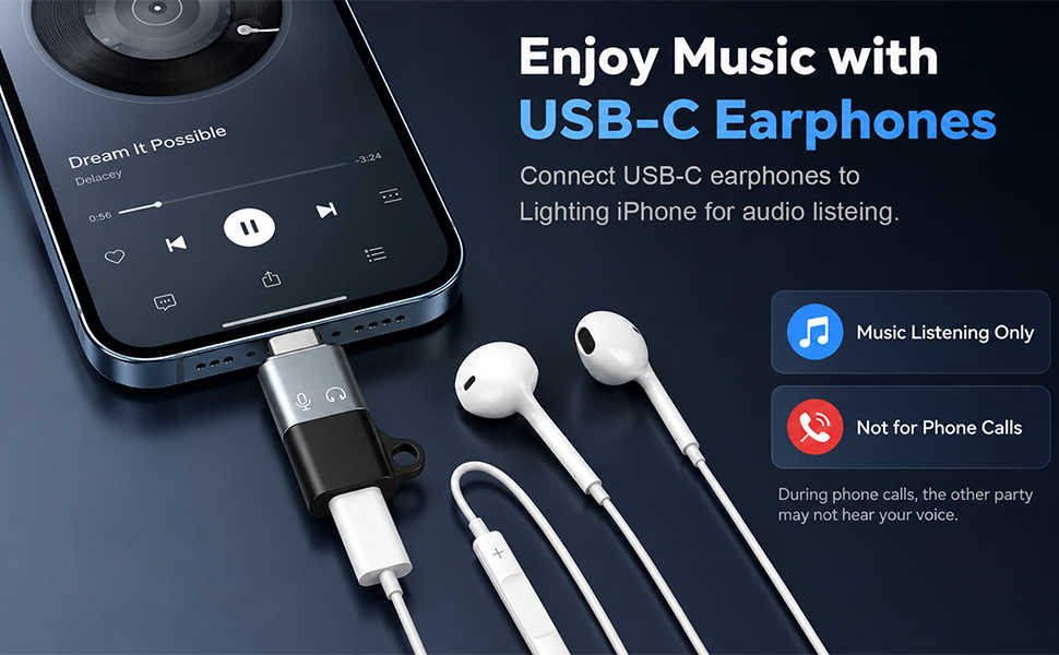 USB C to Lighting OTG Audio Adapter for Connecting DJI Mic Mini Green