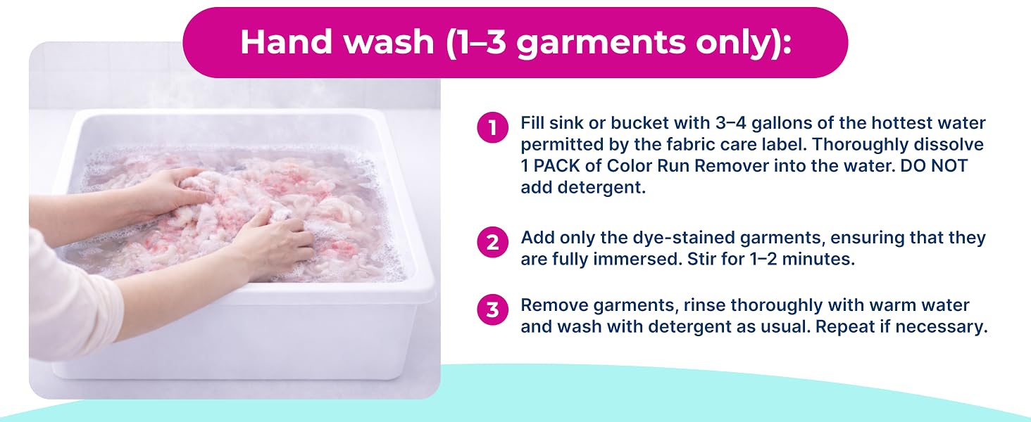 Carbona color run remover hand wash steps for treating dye stains on small laundry loads