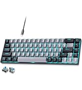 abucow 60% Mechanical Gaming Keyboard,Blue Switch Wired Compact Keyboard with Blue Backlight, Swa...