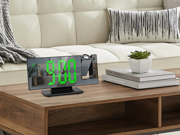 ORIA Projection Alarm Clock, LED Electronic Alarm Clock, 7.8" Mirror Desk Alarm Clock