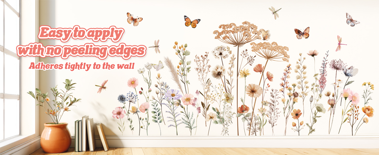 Text reads 'Easy to apply'. Identical wall decal design as Image 5, showing butterflies and floral patterns.