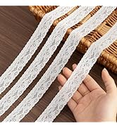 LYXMYGS Lace Trim Ribbon, 25-Yard White Lace Ribbon, 1 Inch Width White Laces Trims Delicate Elas...