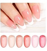GELLEN Nude Gel Nail Polish, French Tip Gel Nail Polish Set Pink Jelly U V Gelpolish Soak off Fre...