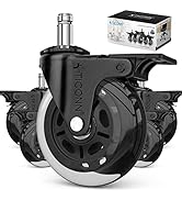 TICONN Office Chair Caster Wheels Set of 5 with Brake for Tile, Hardwood Floors and Carpets, Univ...