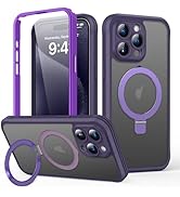 SKYLMW for iPhone 15 Pro Max Case with Invisible Magnetic Stand, Compatible with Mag-Safe Translu...