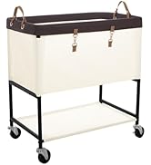 StorageWorks Laundry Cart, 2 Tier Rolling Laundry Basket, Heavy Duty Laundry Basket with Lockable...