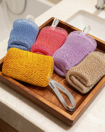 gentle nylon bath sponge quick dry exfoliating net extended reach scrubber sustainable shower mesh