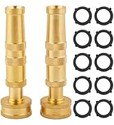 AuySier Pack of 2 Heavy Duty Brass Hose Nozzle-4'', Adjustable Twist Garden Hose Nozzles, Water H...