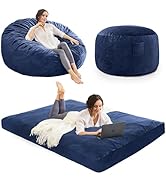 Bean Bag Chairs for Adults - Giant Bean Bag Chair Convertible Bean Bag Bed - Beanbag Chair with M...