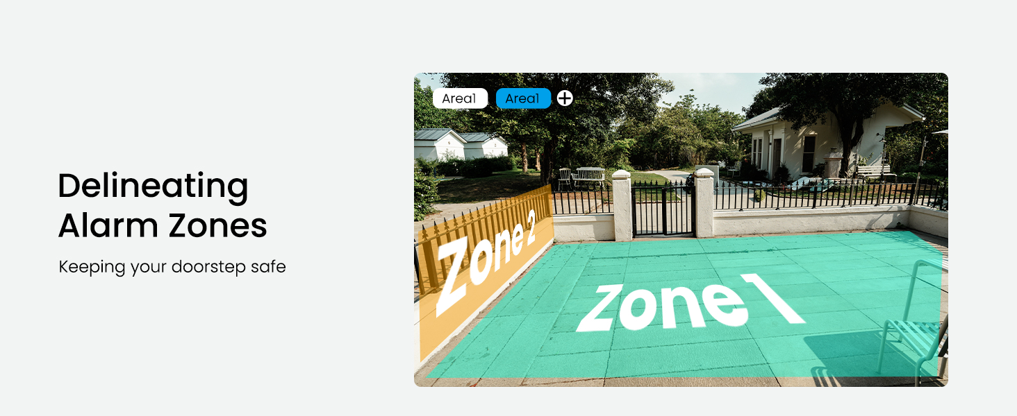 Customise motion detection zones to monitor—like your doorstep or package drop-off spot.