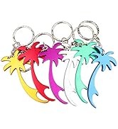 Swatom Palm Tree Bottle Opener with Keychain, Key Tag Chain Ring, 6 Piece