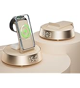 Alarm Clock with Wireless Charging Station, Clock for Bedroom with Dimmable Night Light Bluetooth...