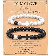 I Love You Beaded Cross Bracelet, Matching Bracelets for Couples Gifts for Him Christian Bracelet...