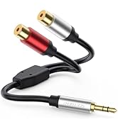 JasRoum Aux to 2 RCA Adapter, RCA Female to 3.5mm Male Cable Gold Plated Jack Stereo Audio Conver...
