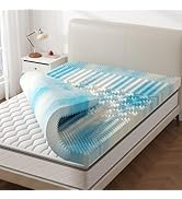 NEWBULIG Memory Foam Mattress Topper Twin Size 2 Inch 5-Zone, Cooling Gel Infused Pressure Relief...
