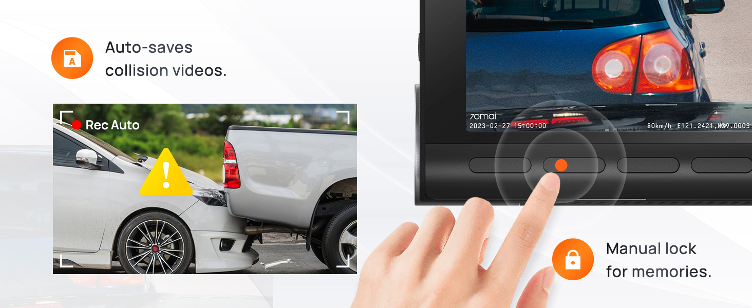Auto-saves collision videos, manual lock for memories