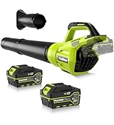 PULITUO Leaf Blower Cordless, 500CFM/ 125MPH Lightweight Cordless Blower with 2X 4.0 Batteries an...
