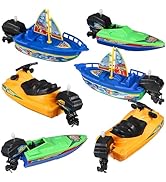 TOYANDONA 6Pcs Boat Bath Toys, Speedboat Wind Up Bath Toys Plastic Boats Floating Bath Toy Boats ...