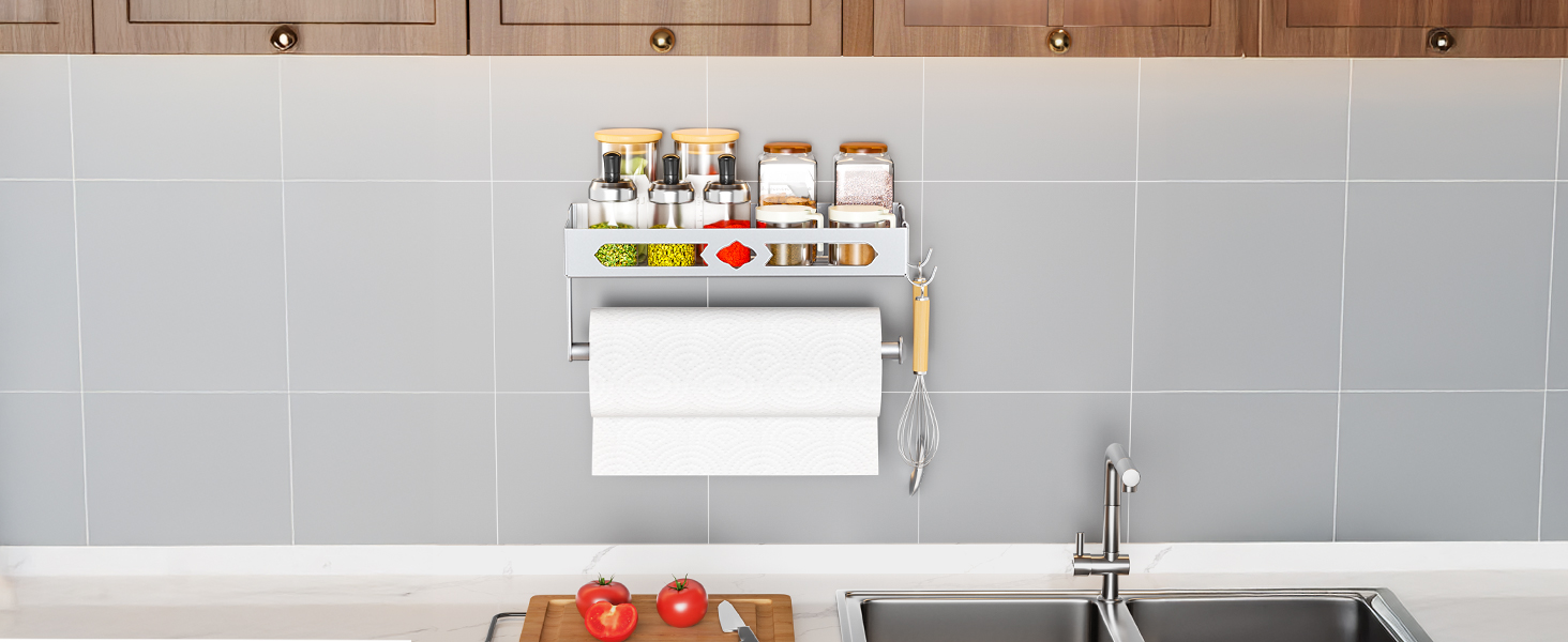 paper towel holder with shelf