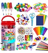 FUNZBO Arts and Crafts Supplies for - Kids Age 4-8, 4-6, 8-12 with Glitter Glue Stick, Pipe Clean...
