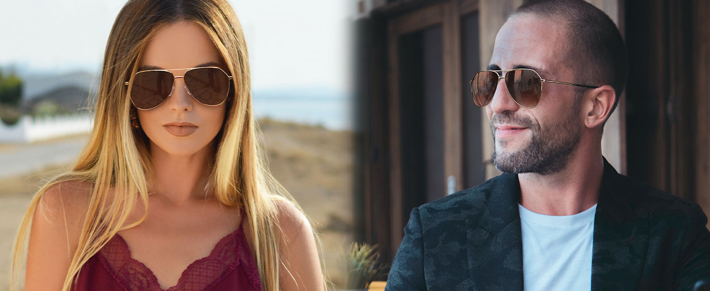 Joopin Metal Brown Sunglasses for Women Men with Spring Hinge