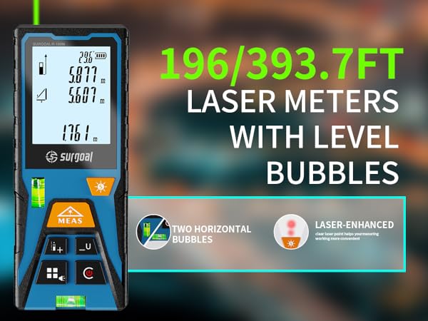 laser meters with level bubbles with green laser and outdoor mode
