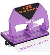 AFMAT HP20 Heavy Duty 3 Hole Punch, 50-Sheet Capacity, 60% Reduced Effort Three Hole Puncher for ...