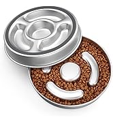 AIPERRO Slow Feeder Dog Bowl Stainless Steel, 2 Cups Metal Non Slip Dog Food Bowls, Dog Water Bow...