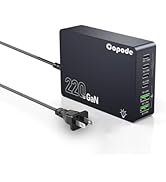 220W USB C Charger Block, 6-Port GaN USB C Charging Station PD 100W PC Laptop Fast Charger Adapte...