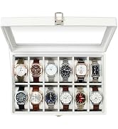 GUKA Watch Box, 12 Slot Watch Case with Large Real Glass Lid, Watch Organizer with Removable Watc...