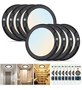 Black Wireless Rechargeable Ceiling Light - Motion Sensor Night Light Indoor with Remote, Battery...